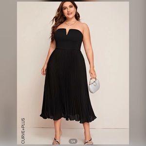 - SHEIN - Notch Neck Pleated Tube Dress
